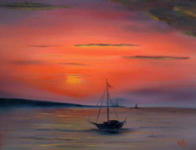 Yacht am Abend